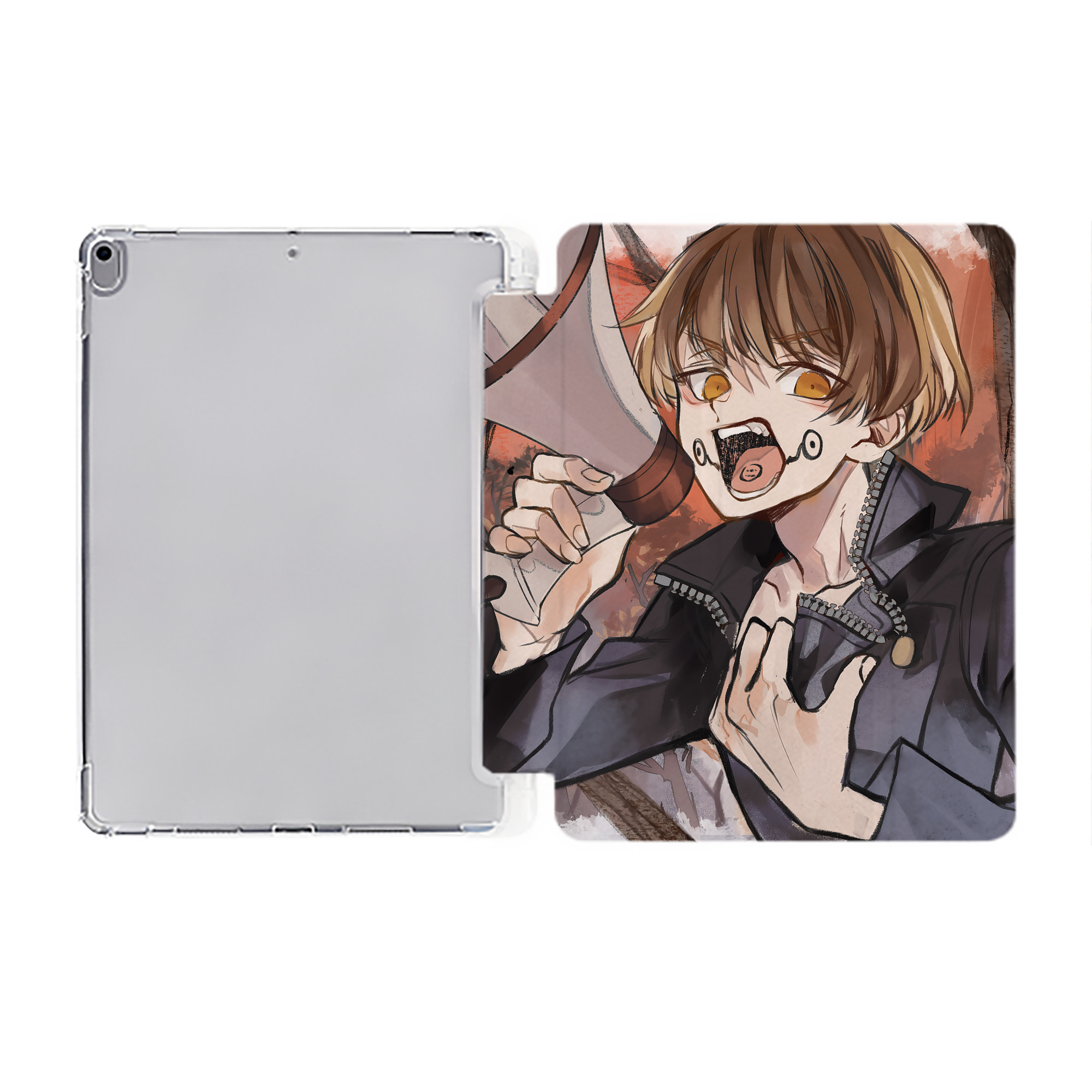 （画像用） 呪術廻戦 Jujutsu Kaisen IPad ケース ペン収納付き 三つ折りスタンド PUレザー×シリコン 対応機種9.5/10.5/10.9インチ